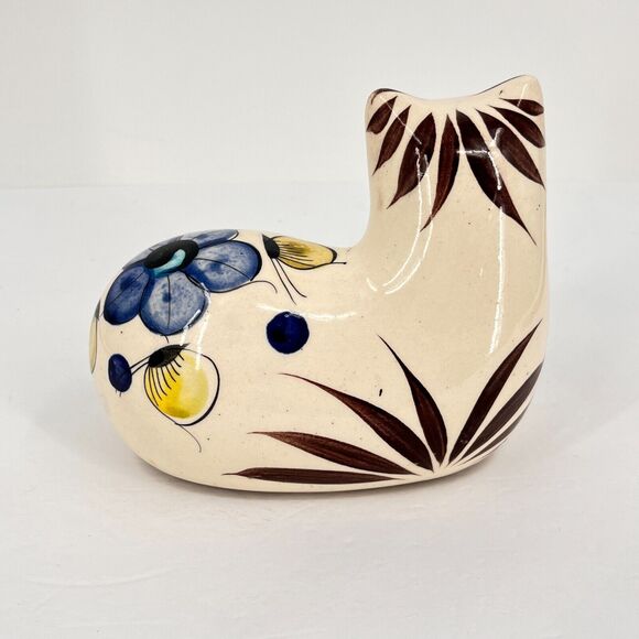Tonala Cat Mexico Hand Painted Resting Cat Ceramic Figure - Picture 4 of 11
